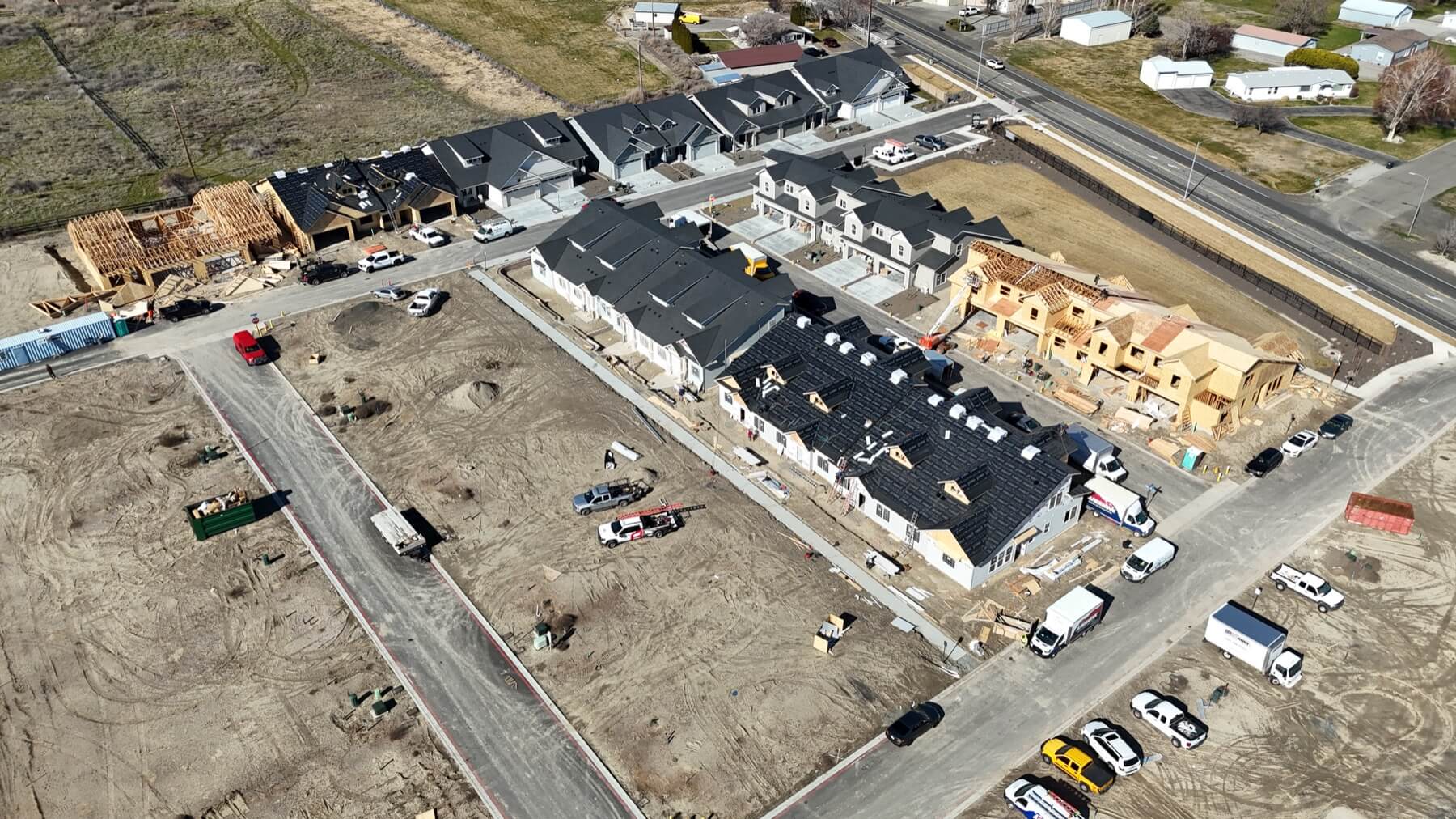 The Grove townhome development aerial view